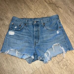 Levi’s Women's 501 Original High Rise Distressed Jean Shorts